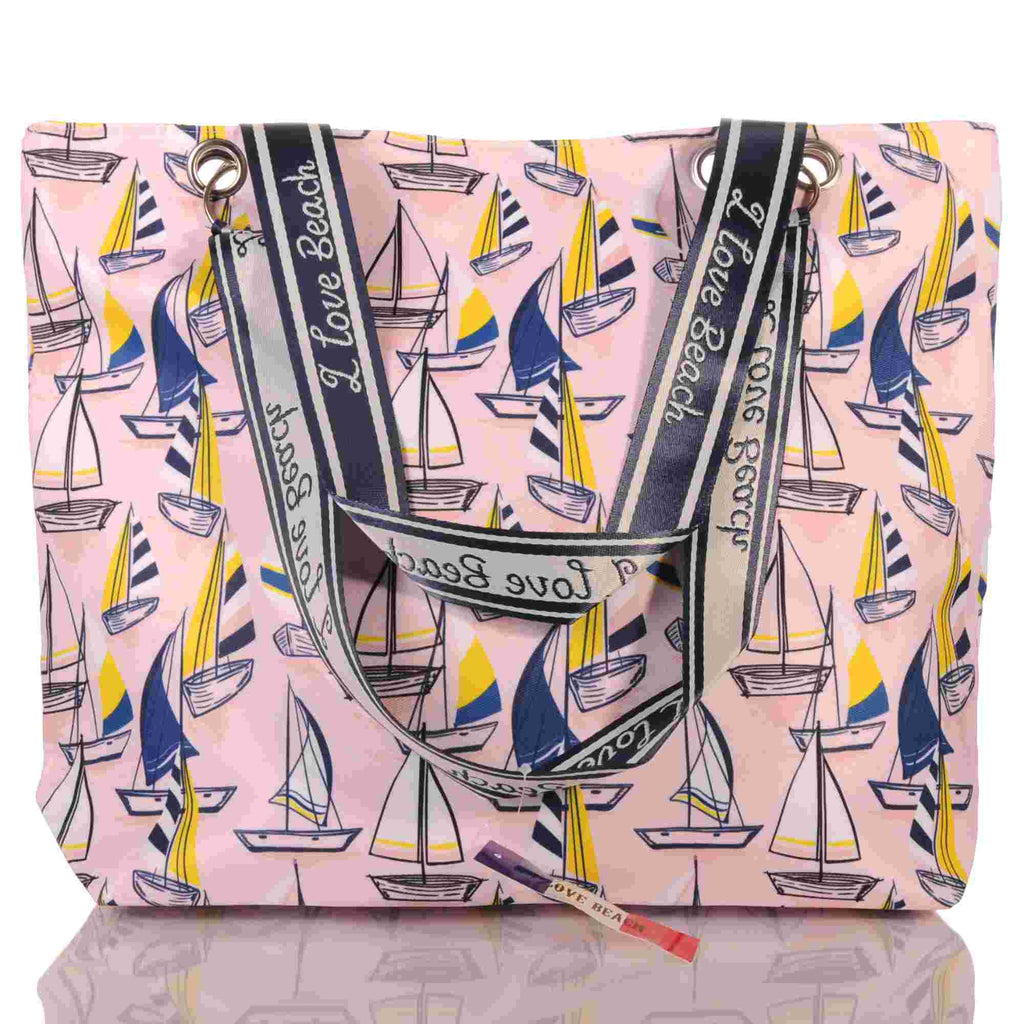 Strandtasche mit Segelbooten im maritimen Design –  3