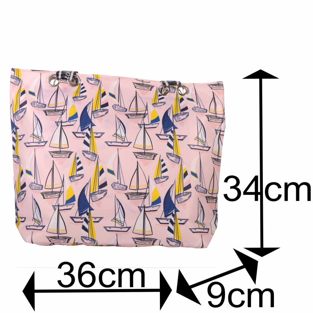Strandtasche mit Segelbooten im maritimen Design –  4