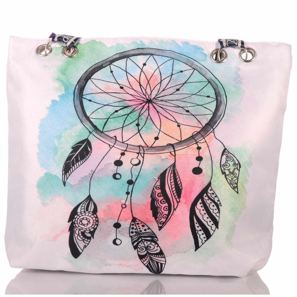 Strandtasche mit Traumfänger im bunten Boho Design –  1
