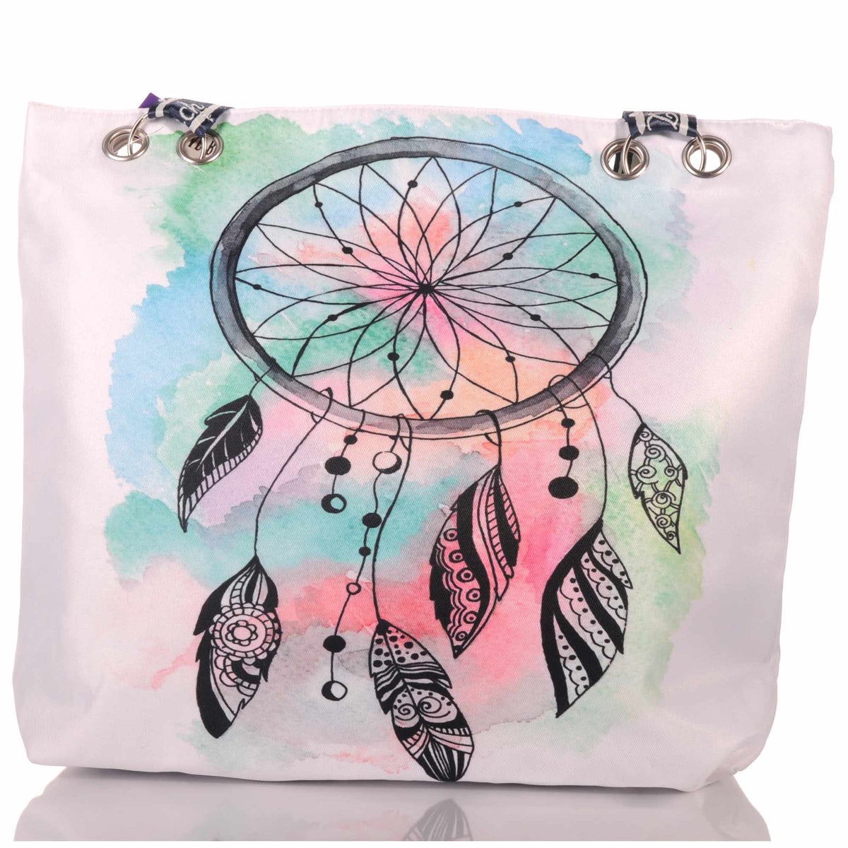 Strandtasche mit Traumfänger im bunten Boho Design –  1