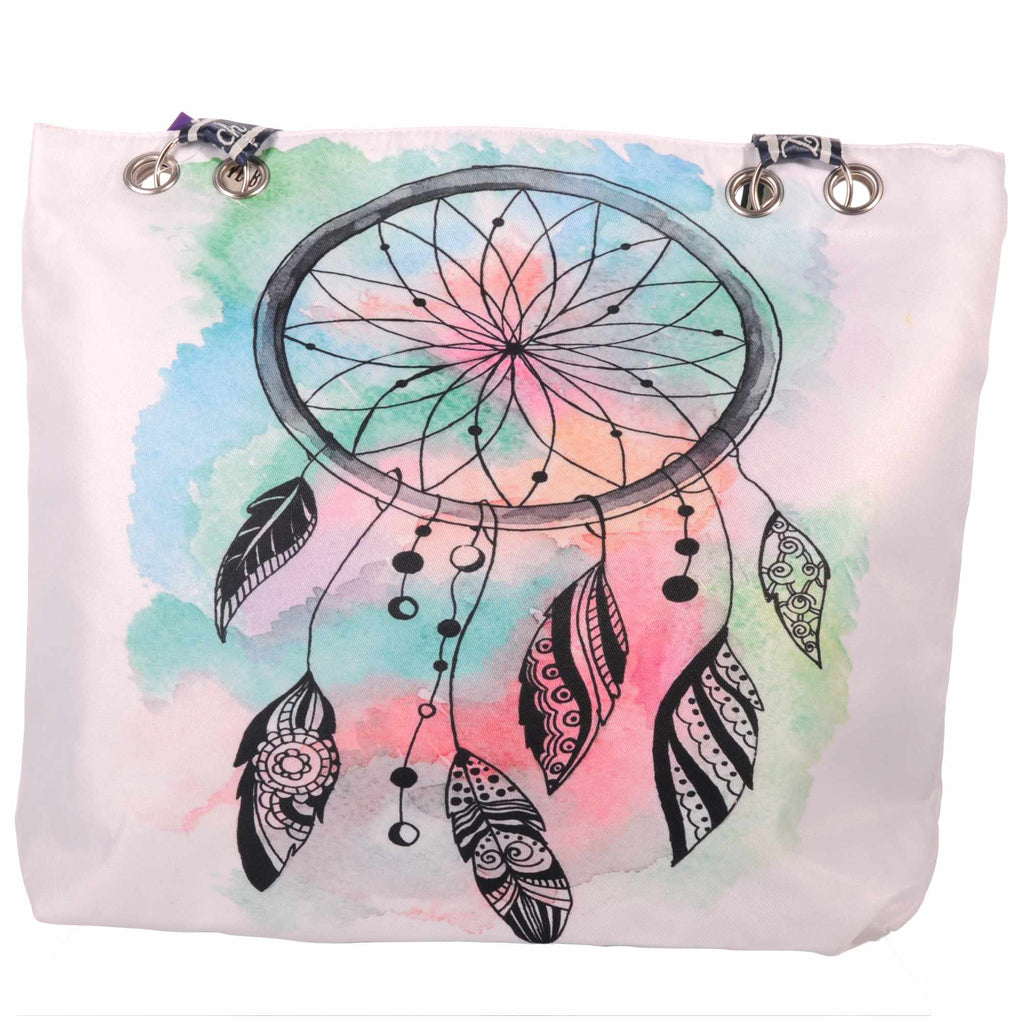 Strandtasche mit Traumfänger im bunten Boho Design –  5