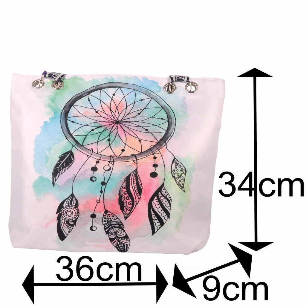 Strandtasche mit Traumfänger im bunten Boho Design –  4
