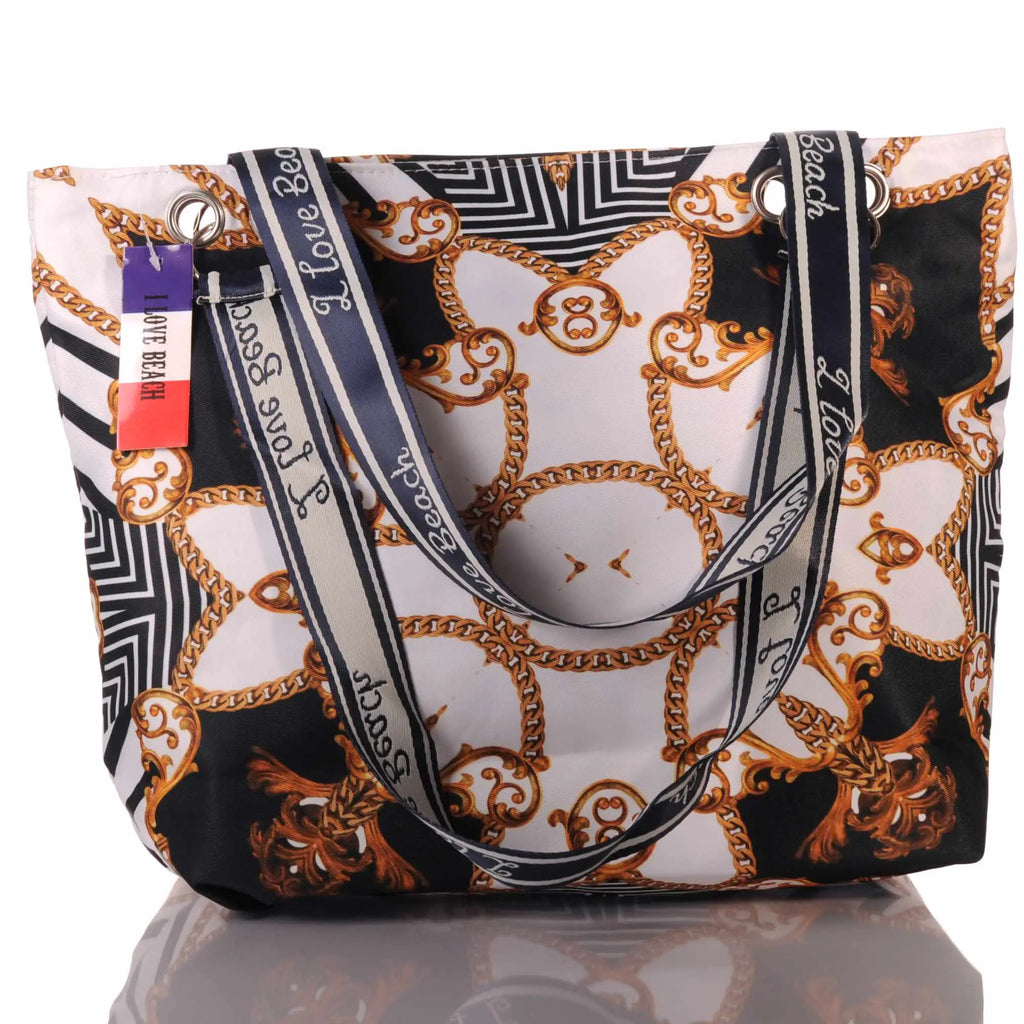 Strandtasche mit Kettenmuster im eleganten Designer Look –  3