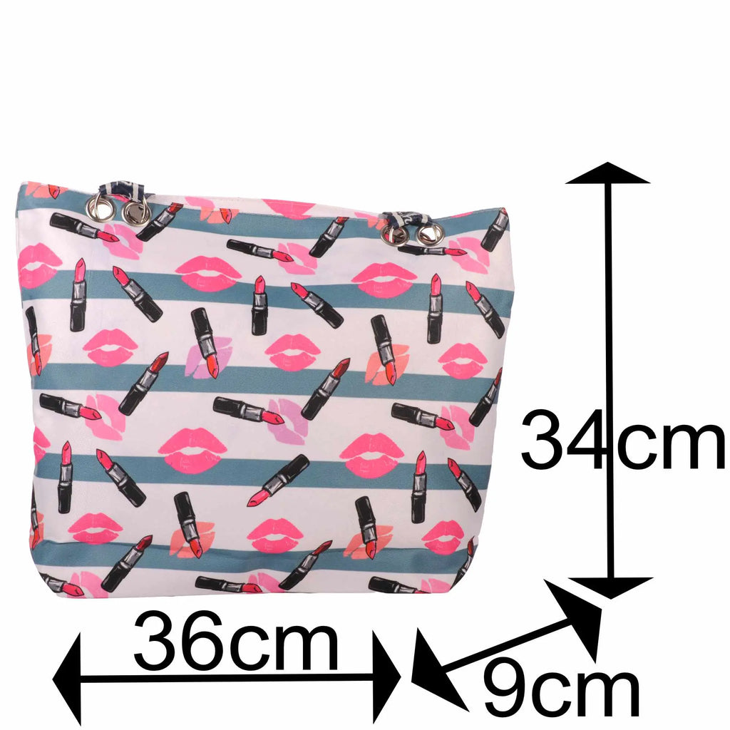 Strandtasche mit Lippenstift & Kussmund Fashion Design –  4