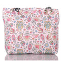 Strandtasche Eulen Blumen Schmetterlinge mit Reißverschluss –  1