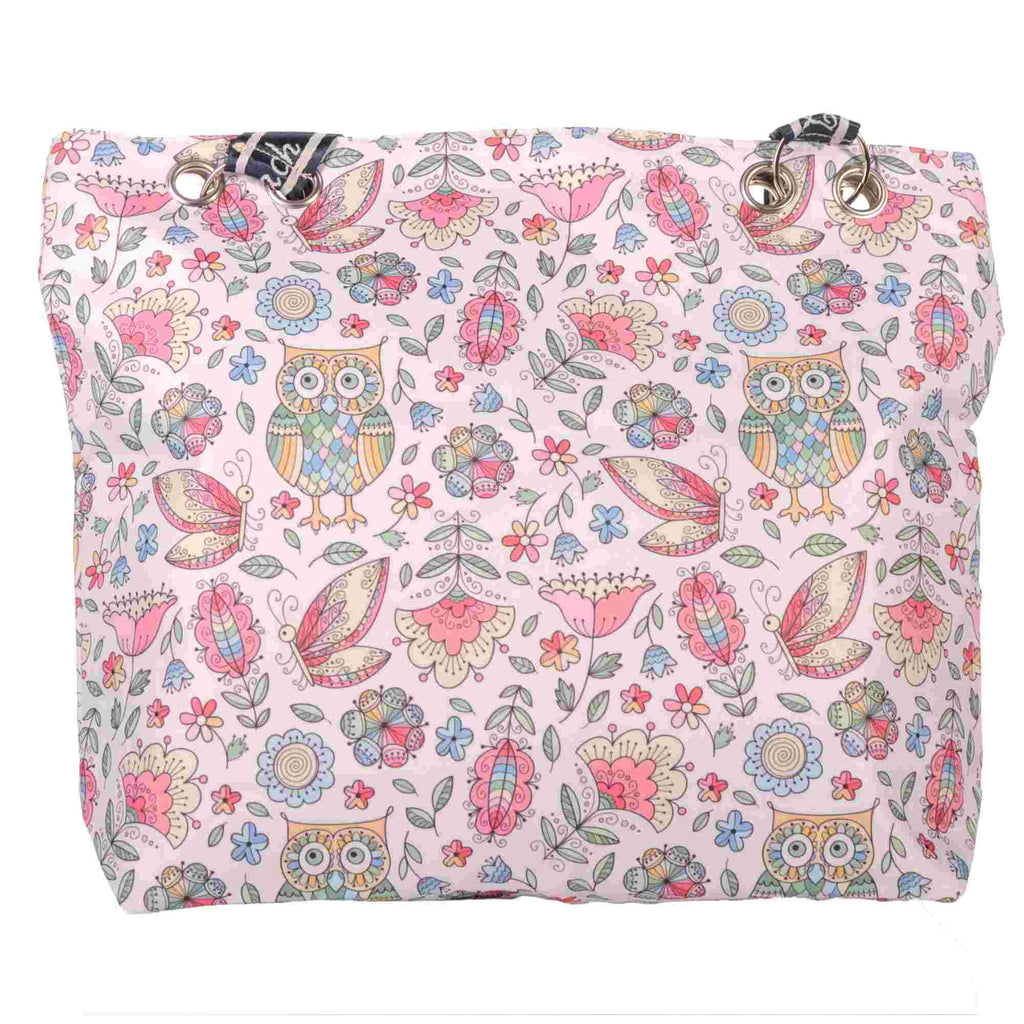 Strandtasche Eulen Blumen Schmetterlinge mit Reißverschluss –  5