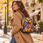 Patchwork Damen Rucksack Bunt – Moderner City Rucksack mit Muster – Damen Rucksäcke 7
