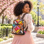 Patchwork Damen Rucksack Bunt – Moderner City Rucksack mit Muster – Damen Rucksäcke 9