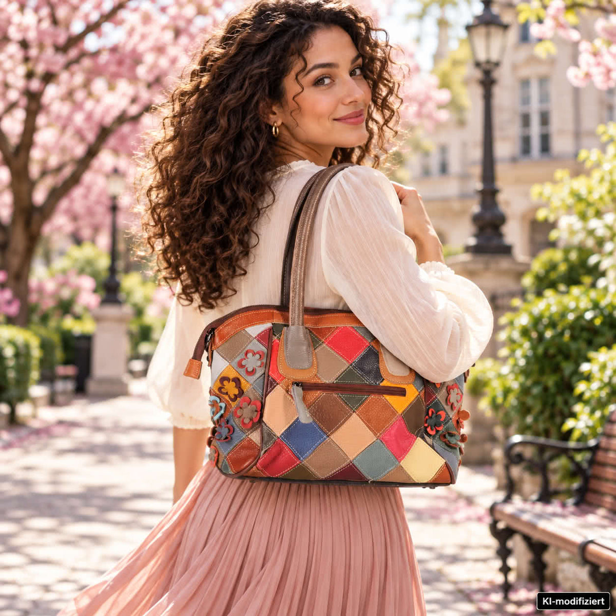 Damen Leder Patchwork Handtasche Unikat – Damen Handtaschen 6