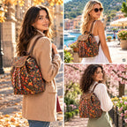 Patchwork Leder Rucksack Damen Geflochten – Damen Rucksäcke 7
