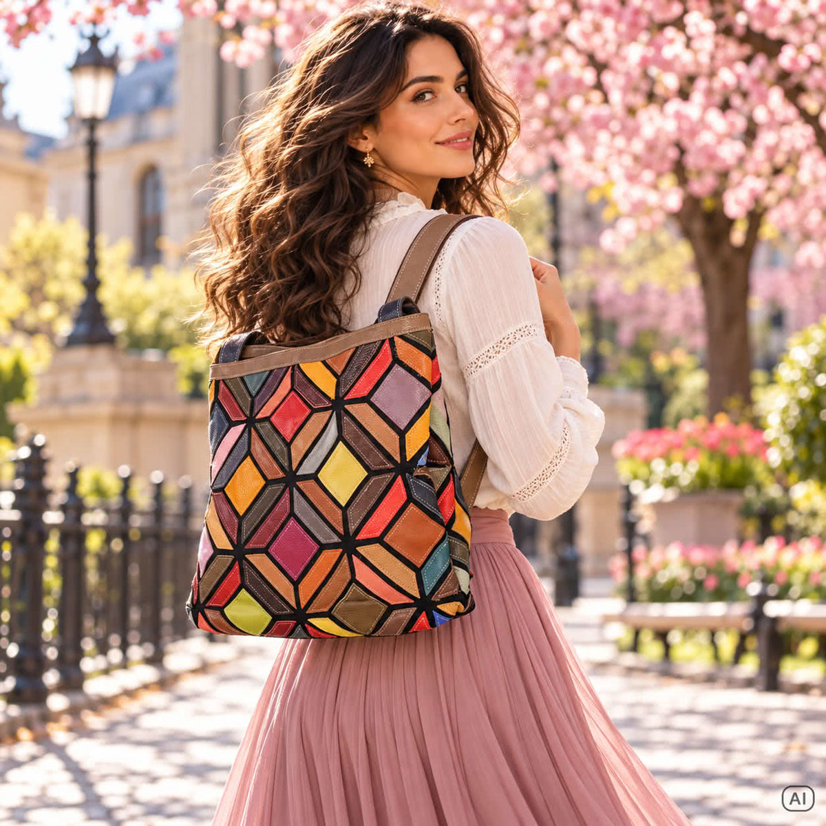 Damen Leder Umhängetasche – Patchwork Design – Damen Handtaschen 8